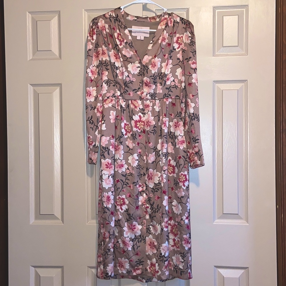 Gal Meets Glam Carla Floral Satin Midi Dress
